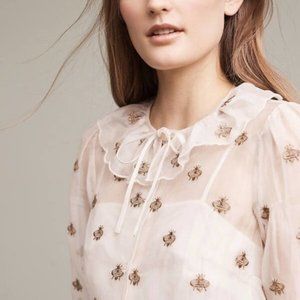 Gucci vibes! Rare Anthropologie X Orla Kiely Buzzing Bee Silk Top